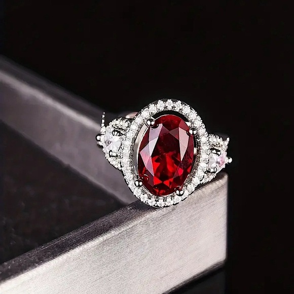 Simulated Diamond & Ruby Ring - Picture 3 of 6
